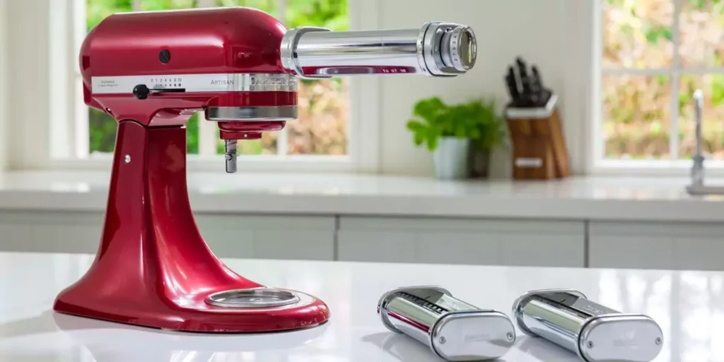 KitchenAid robotgép és háromrészes tésztakészítő adapter, nyújó ás vágó tartozékokkal