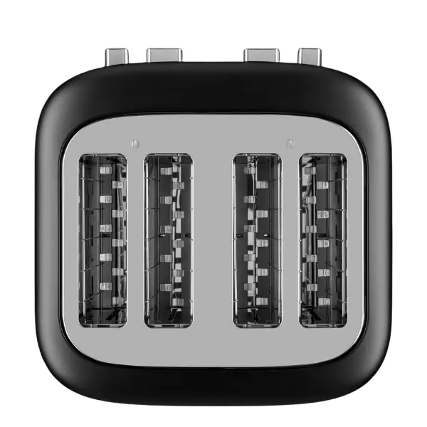 Fekete kenyérpirító 2 nyíláspárja felülnézetből.